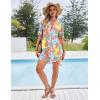image:imageEkouaer Bathing Suit Cover Up for Women V Neck Button Down Swimsuit Coverup Beach Dress Shirt S3XLColorful Leaves