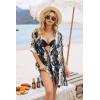image:imageEkouaer Bathing Suit Cover Up for Women V Neck Button Down Swimsuit Coverup Beach Dress Shirt S3XLCx114tropical Print