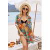 image:imageEkouaer Bathing Suit Cover Up for Women V Neck Button Down Swimsuit Coverup Beach Dress Shirt S3XLGreen Tropical Print