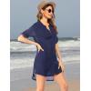 image:imageEkouaer Bathing Suit Cover Up for Women V Neck Button Down Swimsuit Coverup Beach Dress Shirt S3XLNavy Blue