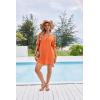 image:imageEkouaer Bathing Suit Cover Up for Women V Neck Button Down Swimsuit Coverup Beach Dress Shirt S3XLOrange Red