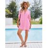 image:imageEkouaer Bathing Suit Cover Up for Women V Neck Button Down Swimsuit Coverup Beach Dress Shirt S3XLPink