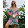 image:imageEkouaer Bathing Suit Cover Up for Women V Neck Button Down Swimsuit Coverup Beach Dress Shirt S3XLWatercolor Coconut Tree