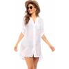 image:imageEkouaer Bathing Suit Cover Up for Women V Neck Button Down Swimsuit Coverup Beach Dress Shirt S3XLWhite