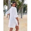 image:imageEkouaer Bathing Suit Cover Up for Women V Neck Button Down Swimsuit Coverup Beach Dress Shirt S3XLWhitenew Fabric