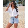 image:imageEkouaer Bathing Suit Cover Up for Women V Neck Button Down Swimsuit Coverup Beach Dress Shirt S3XLWhitenew Fabric