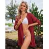 image:imageEkouaer Bathing Suit Cover Up for Women V Neck Button Down Swimsuit Coverup Beach Dress Shirt S3XLWine Red