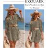image:imageEkouaer Beach Cover Ups for Women Bikini Swimsuit Coverup Beach Dress ShirtBlack Leopard
