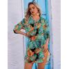 image:imageEkouaer Beach Cover Ups for Women Bikini Swimsuit Coverup Beach Dress ShirtBlue  Orange Leaf