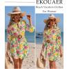 image:imageEkouaer Beach Cover Ups for Women Bikini Swimsuit Coverup Beach Dress ShirtPink  Color Leaf
