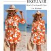 image:imageEkouaer Beach Cover Ups for Women Bikini Swimsuit Coverup Beach Dress ShirtWhite Flower