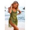 image:imageEkouaer Beach Swimsuit Cover Up Women Crochet Bikini Coverups Summer Pool Swimwear Tassel DressArmy Green