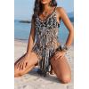 image:imageEkouaer Beach Swimsuit Cover Up Women Crochet Bikini Coverups Summer Pool Swimwear Tassel DressBlack and White