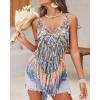 image:imageEkouaer Beach Swimsuit Cover Up Women Crochet Bikini Coverups Summer Pool Swimwear Tassel DressMulticolor Blue Orange