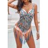 image:imageEkouaer Beach Swimsuit Cover Up Women Crochet Bikini Coverups Summer Pool Swimwear Tassel DressMulticolor Blue Orange