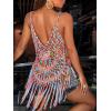 image:imageEkouaer Beach Swimsuit Cover Up Women Crochet Bikini Coverups Summer Pool Swimwear Tassel DressMulticolor Blue Red