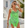 image:imageEkouaer Beach Swimsuit Cover Up Women Crochet Bikini Coverups Summer Pool Swimwear Tassel DressNeon Green