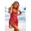 image:imageEkouaer Beach Swimsuit Cover Up Women Crochet Bikini Coverups Summer Pool Swimwear Tassel DressNeon Orange