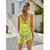 image:imageEkouaer Beach Swimsuit Cover Up Women Crochet Bikini Coverups Summer Pool Swimwear Tassel DressNeon Yellow