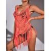 image:imageEkouaer Beach Swimsuit Cover Up Women Crochet Bikini Coverups Summer Pool Swimwear Tassel DressOrange