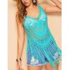 image:imageEkouaer Beach Swimsuit Cover Up Women Crochet Bikini Coverups Summer Pool Swimwear Tassel DressPeacock Blue