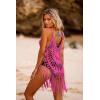 image:imageEkouaer Beach Swimsuit Cover Up Women Crochet Bikini Coverups Summer Pool Swimwear Tassel DressPink