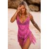 image:imageEkouaer Beach Swimsuit Cover Up Women Crochet Bikini Coverups Summer Pool Swimwear Tassel DressPink