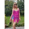 image:imageEkouaer Beach Swimsuit Cover Up Women Crochet Bikini Coverups Summer Pool Swimwear Tassel DressRose Red