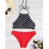 image:imageEkouaer High Neck Halter Bikini Top Floral Swimsuits Two Piece Bathing Suits Triangle Bottoms for Women Teen Juniors XSXXL3 Red Dot