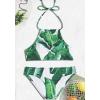 image:imageEkouaer High Neck Halter Bikini Top Floral Swimsuits Two Piece Bathing Suits Triangle Bottoms for Women Teen Juniors XSXXLArmy Green Leaves