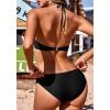 image:imageEkouaer High Neck Halter Bikini Top Floral Swimsuits Two Piece Bathing Suits Triangle Bottoms for Women Teen Juniors XSXXLBlack Floral