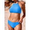 image:imageEkouaer High Neck Halter Bikini Top Floral Swimsuits Two Piece Bathing Suits Triangle Bottoms for Women Teen Juniors XSXXLBlue