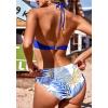 image:imageEkouaer High Neck Halter Bikini Top Floral Swimsuits Two Piece Bathing Suits Triangle Bottoms for Women Teen Juniors XSXXLBlue Leaf Print