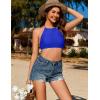 image:imageEkouaer High Neck Halter Bikini Top Floral Swimsuits Two Piece Bathing Suits Triangle Bottoms for Women Teen Juniors XSXXLBlue Orange Leaf