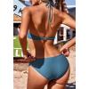 image:imageEkouaer High Neck Halter Bikini Top Floral Swimsuits Two Piece Bathing Suits Triangle Bottoms for Women Teen Juniors XSXXLDark Blue