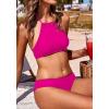 image:imageEkouaer High Neck Halter Bikini Top Floral Swimsuits Two Piece Bathing Suits Triangle Bottoms for Women Teen Juniors XSXXLHot Pink
