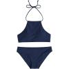 image:imageEkouaer High Neck Halter Bikini Top Floral Swimsuits Two Piece Bathing Suits Triangle Bottoms for Women Teen Juniors XSXXLNavy Blue