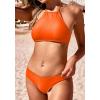 image:imageEkouaer High Neck Halter Bikini Top Floral Swimsuits Two Piece Bathing Suits Triangle Bottoms for Women Teen Juniors XSXXLOrange