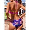 image:imageEkouaer High Neck Halter Bikini Top Floral Swimsuits Two Piece Bathing Suits Triangle Bottoms for Women Teen Juniors XSXXLPink Floral