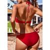 image:imageEkouaer High Neck Halter Bikini Top Floral Swimsuits Two Piece Bathing Suits Triangle Bottoms for Women Teen Juniors XSXXLRed