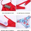 image:imageEkouaer High Neck Halter Bikini Top Floral Swimsuits Two Piece Bathing Suits Triangle Bottoms for Women Teen Juniors XSXXLRed Floral