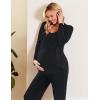 image:imageEkouaer Maternity Nursing Pajama Set Long Sleeve Top amp Pants with Pockets Breastfeeding Sleepwear Double Layer PregnancyA Black
