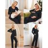 image:imageEkouaer Maternity Nursing Pajama Set Long Sleeve Top amp Pants with Pockets Breastfeeding Sleepwear Double Layer PregnancyA Black