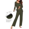 image:imageEkouaer Maternity Nursing Pajama Set Long Sleeve Top amp Pants with Pockets Breastfeeding Sleepwear Double Layer PregnancyArmy Green