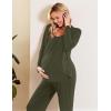 image:imageEkouaer Maternity Nursing Pajama Set Long Sleeve Top amp Pants with Pockets Breastfeeding Sleepwear Double Layer PregnancyArmy Green