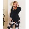 image:imageEkouaer Maternity Nursing Pajama Set Long Sleeve Top amp Pants with Pockets Breastfeeding Sleepwear Double Layer PregnancyBlack Floral