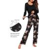 image:imageEkouaer Maternity Nursing Pajama Set Long Sleeve Top amp Pants with Pockets Breastfeeding Sleepwear Double Layer PregnancyBlack Floral
