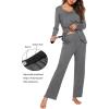 image:imageEkouaer Maternity Nursing Pajama Set Long Sleeve Top amp Pants with Pockets Breastfeeding Sleepwear Double Layer PregnancyGrey