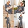 image:imageEkouaer Maternity Nursing Pajama Set Long Sleeve Top amp Pants with Pockets Breastfeeding Sleepwear Double Layer PregnancyGrey