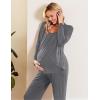 image:imageEkouaer Maternity Nursing Pajama Set Long Sleeve Top amp Pants with Pockets Breastfeeding Sleepwear Double Layer PregnancyGrey